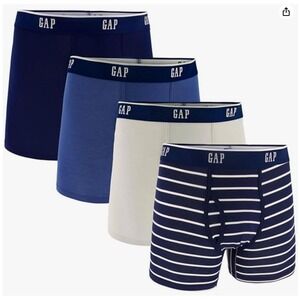 GAP Men's Ultra Soft Stretch Modal NoRoll Waistband Boxer Briefs, NavyStripe XXL